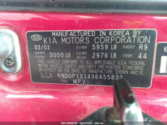 KNDUP131436455832 KIA Sedona Lx/ex