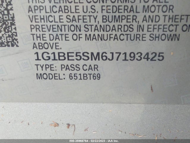 Chevrolet CRUZE LT 2018 1G1BE5SM6J7193425 Image 10