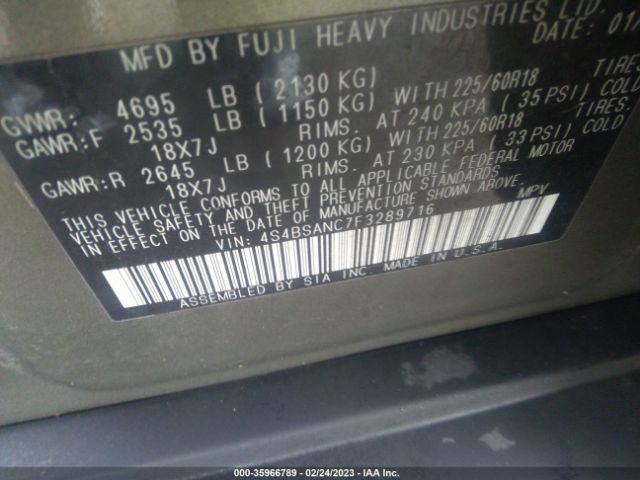 4S4BSANC7F3289716 Subaru Outback 2.5i Limited