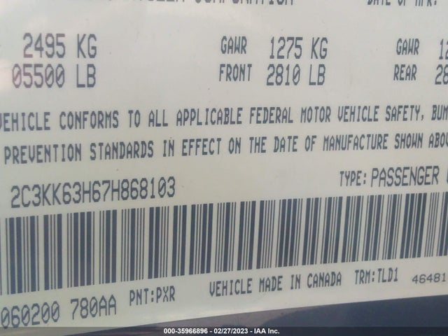 2C3KK63H67H868103 Chrysler 300 C