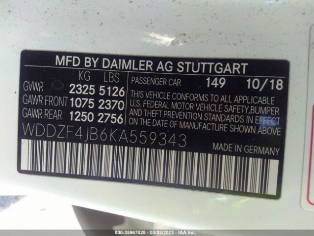 WDDZF4JB6KA559343 Mercedes-Benz E-class E 300