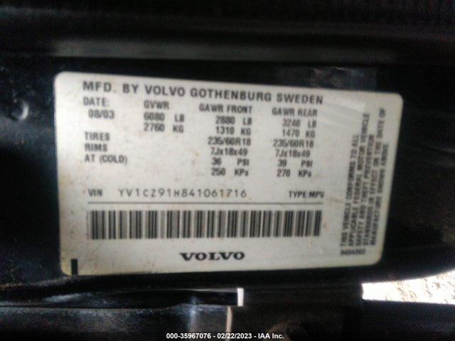 Volvo XC90 2004 YV1CZ91H841061716 Image 9