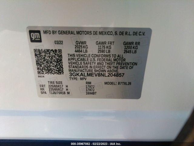 3GKALMEV8NL204857 GMC Terrain Sle