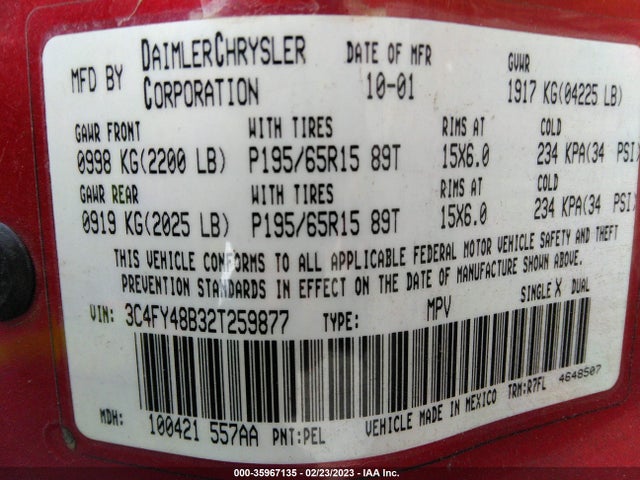 Chrysler Pt Cruiser 2002 3C4FY48B32T259877 Image 11
