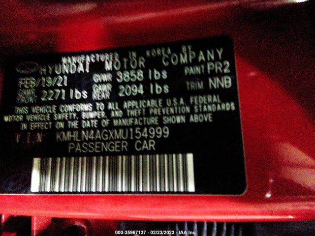 Hyundai Elantra 2021 KMHLN4AGXMU154999 Image 10