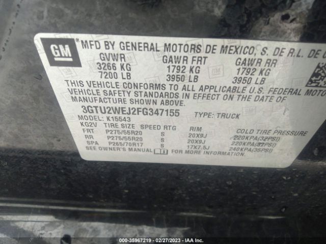 3GTU2WEJ2FG347155 GMC Sierra 1500 Denali