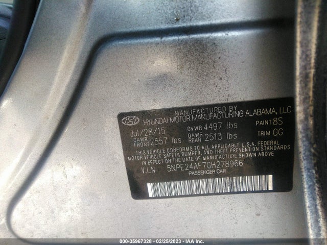 Hyundai Sonata 2.4l Se 2016 5NPE24AF7GH278966 Image 9