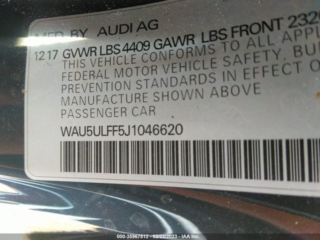 WAU5ULFF5J1046620 Audi A3 Cabriolet Premium Plus
