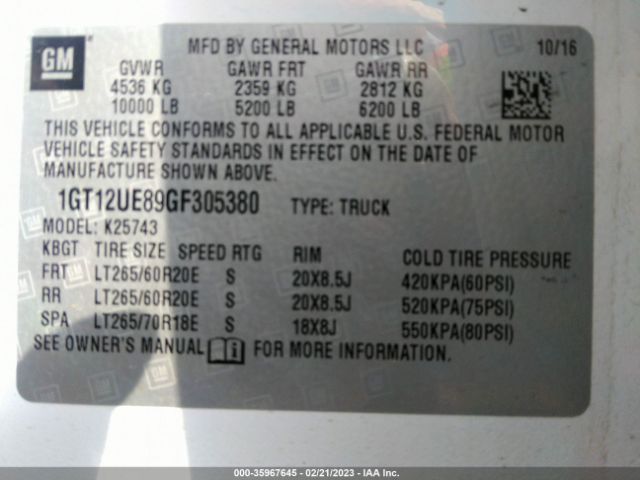 1GT12UE89GF305380 GMC Sierra 2500hd Denali