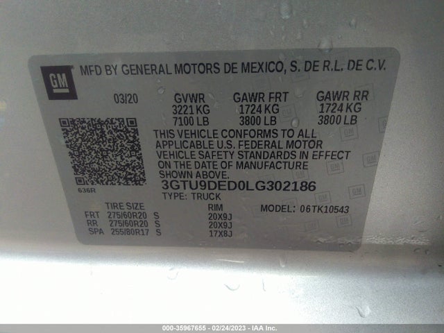 GMC Sierra 1500 Slt 2020 3GTU9DED0LG302186 Image 9