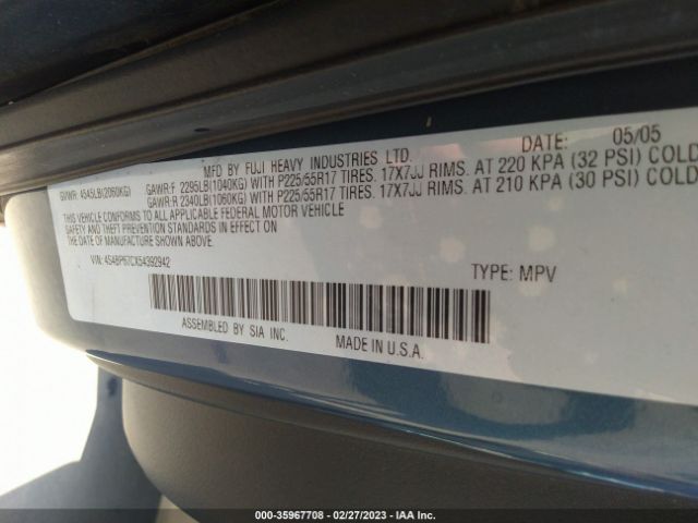 4S4BP67CX54392942 Subaru Legacy Wagon (natl) Outback Xt Ltd