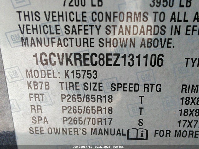 2014 CHEVROLET SILVERADO 1500 LT VIN: 1GCVKREC8EZ131106
