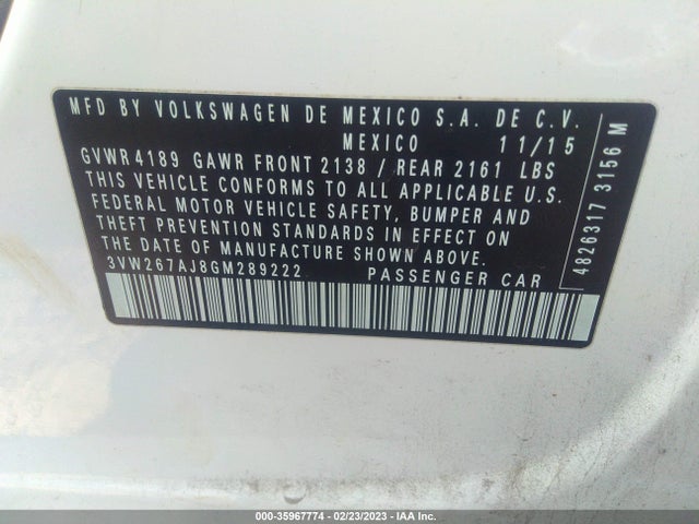 3VW267AJ8GM289222 Volkswagen Jetta Sedan 1.4t S