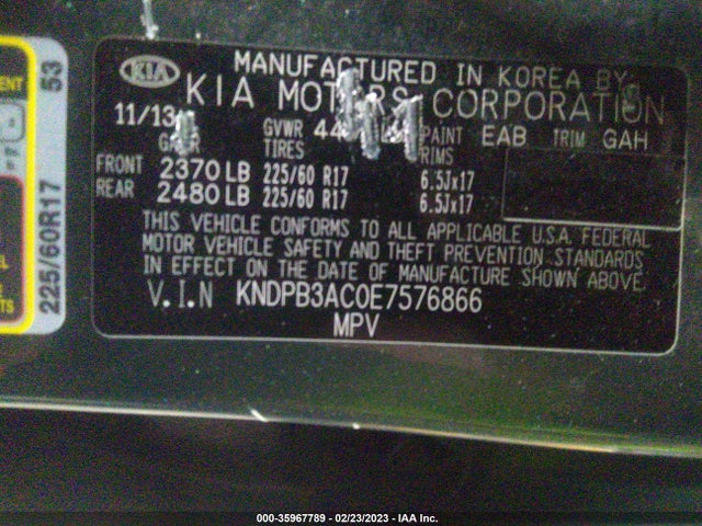 2014 KIA SPORTAGE LX VIN: KNDPB3AC0E7576866