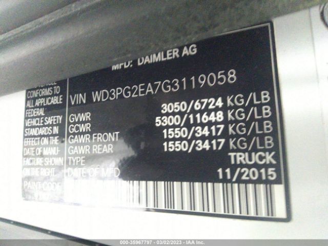 WD3PG2EA7G3119058 Mercedes-Benz METRIS CARGO VAN