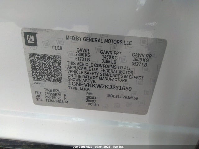 Chevrolet Traverse Premier 2019 1GNEVKKW7KJ231650 Image 9