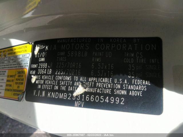KNDMB233166054992 KIA Sedona Lx/ex