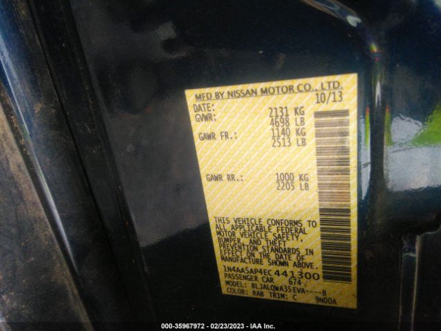 1N4AA5AP4EC441300 Nissan Maxima 3.5 S