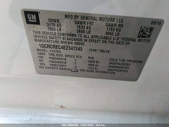 Chevrolet Silverado 1500 Lt 2014 1GCRCREC4EZ347243 Image 9