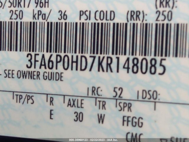 3FA6P0HD7KR148085 Ford FUSION SE