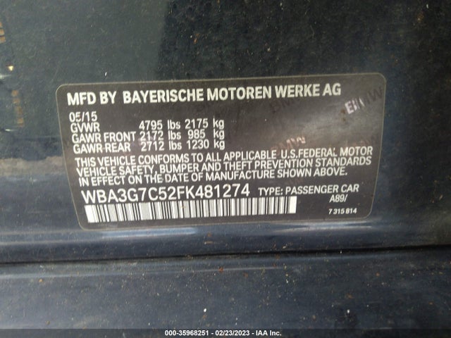 BMW 3 Series 328i Xdrive 2015 WBA3G7C52FK481274 Image 10