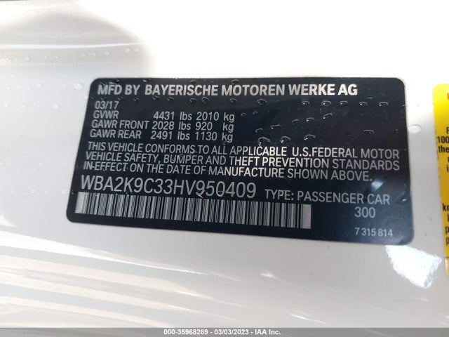 BMW 2 Series 230i 2017 WBA2K9C33HV950409 Image 9
