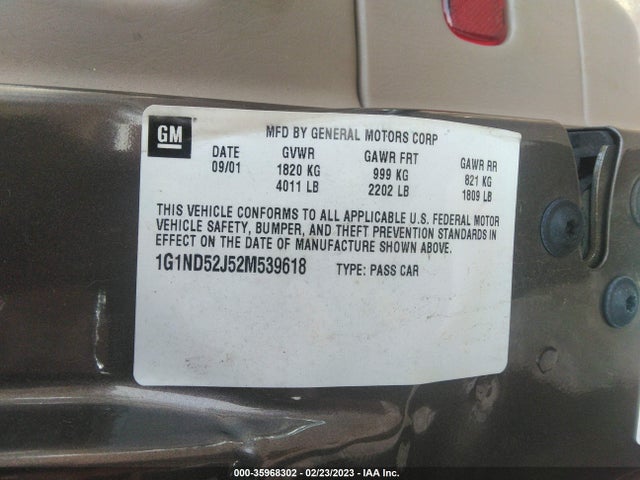 2002 CHEVROLET MALIBU VIN: 1G1ND52J52M539618