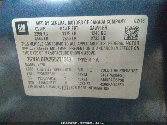 Chevrolet Equinox Ltz 2016 2GNALDEK2G6271549 Image 9