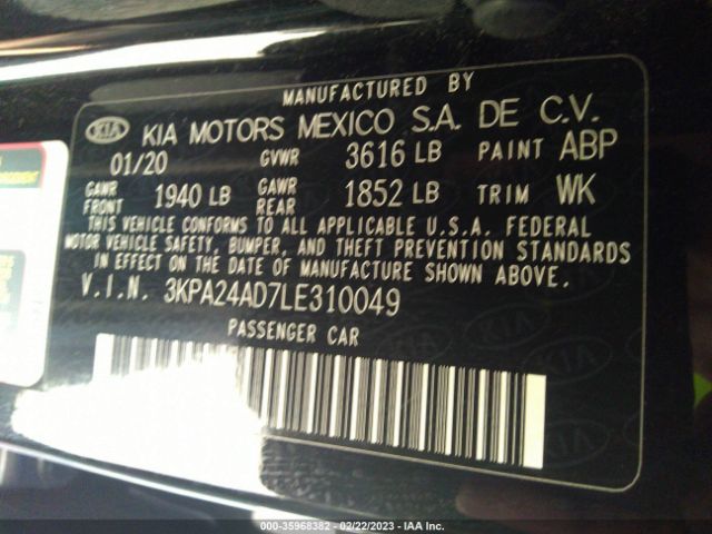 3KPA24AD7LE310049 KIA RIO LX