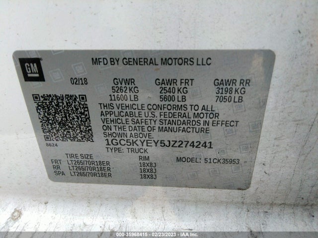 2018 Chevrolet Silverado 3500, VIN: 1GC5KYEY5JZ274241