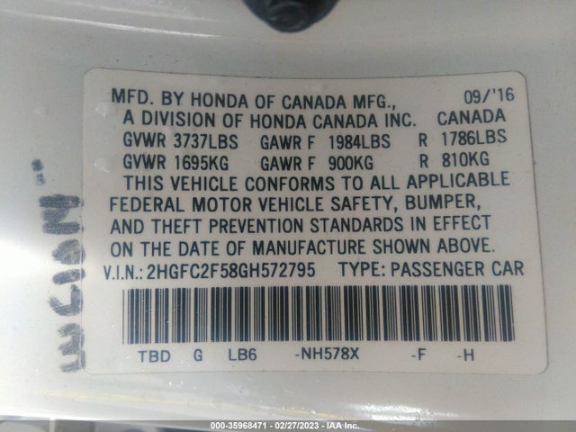 Honda k20c2 2016 2HGFC2F58GH572795 Image 25