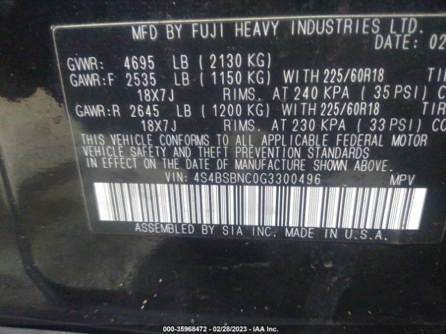 4S4BSBNC0G3300496 Subaru Outback 2.5i Limited