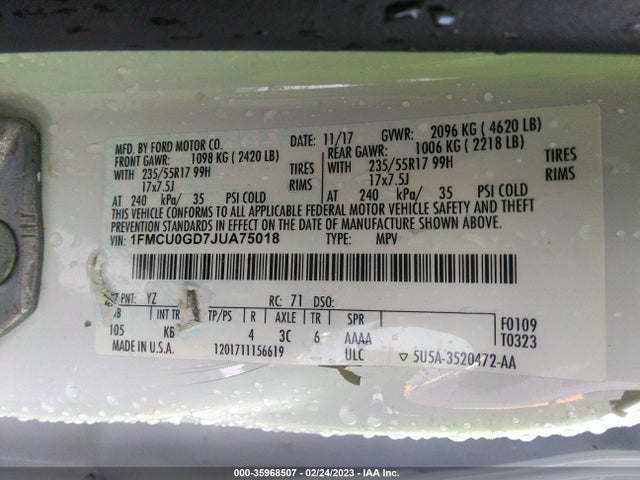 Ford ESCAPE SE 2018 1FMCU0GD7JUA75018 Image 11