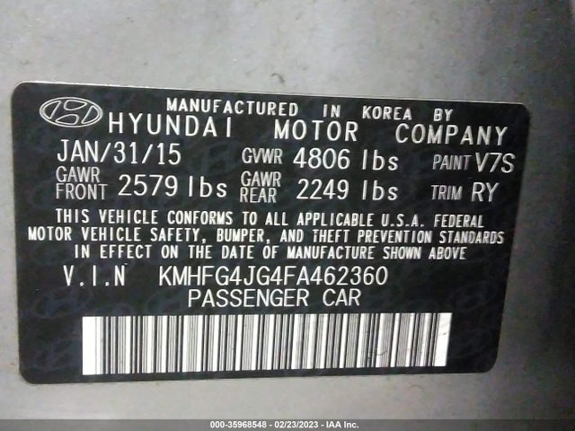 Hyundai Azera 2015 KMHFG4JG4FA462360 Image 10