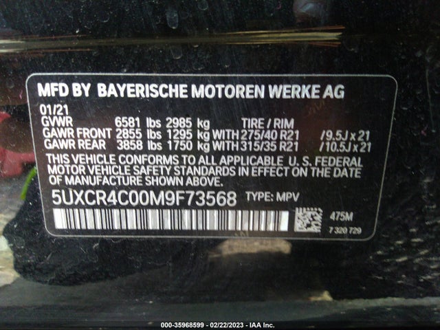 BMW X5 Sdrive40i 2021 5UXCR4C00M9F73568 Image 9