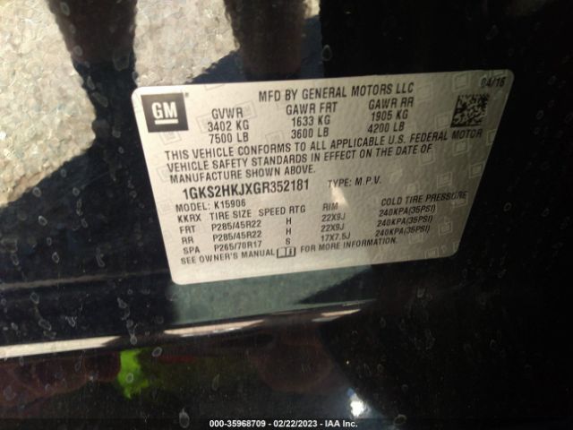 1GKS2HKJXGR352181 GMC YUKON XL DENALI