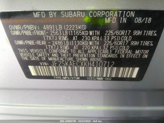 JF2SKAECXKH410712 Subaru Forester Premium