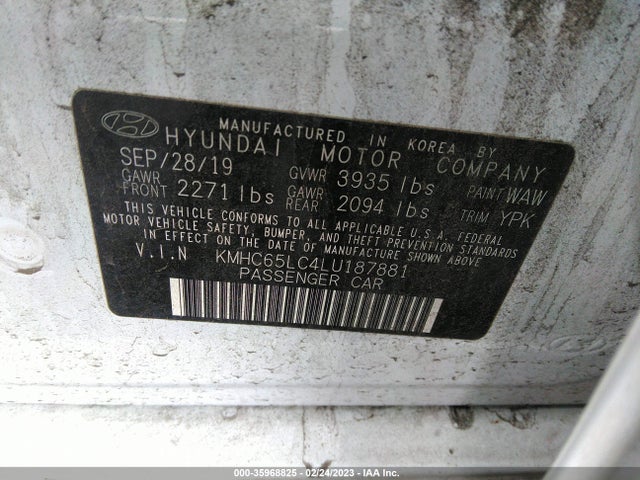 2020 HYUNDAI IONIQ HYBRID BLUE VIN: KMHC65LC4LU187881
