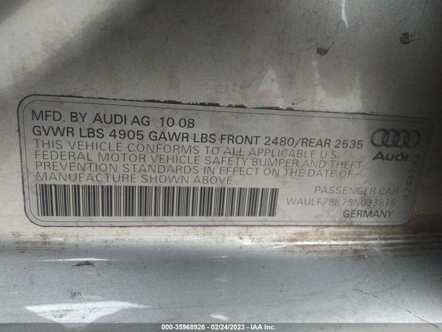 WAULF78K79N033875 Audi A4 2.0t Prem