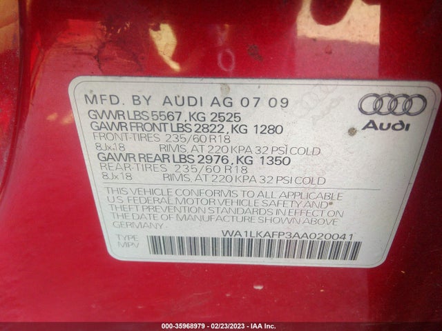 WA1LKAFP3AA020041 Audi Q5 Premium Plus