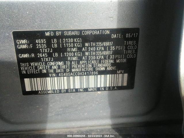 Subaru Outback Premium 2017 4S4BSACC0H3417896 Image 11