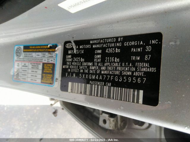 5XXGM4A77FG359567 KIA Optima Lx
