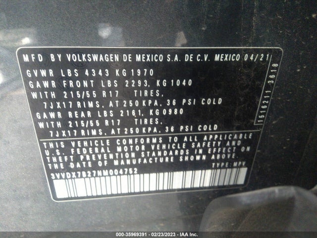 Volkswagen TAOS S 2022 3VVDX7B27NM004752 Image 10