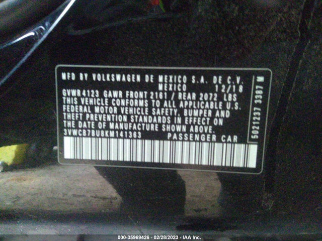 3VWCB7BU8KM141363 Volkswagen Jetta S/se/r-line