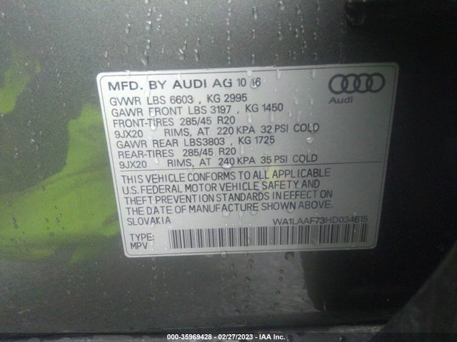 Audi Q7 Premium Plus 2017 WA1LAAF73HD034615 Image 9