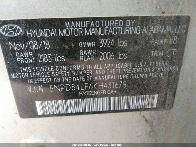 Hyundai Elantra Value Edition 2019 5NPD84LF6KH431675 Image 10