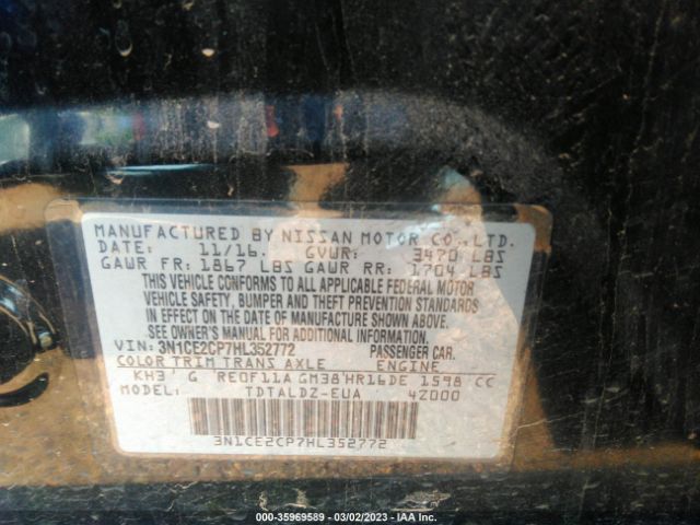 3N1CE2CP7HL352772 Nissan Versa Note Sv
