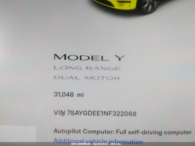 Tesla Model Y Long Range 2022 7SAYGDEE1NF322068 Image 9
