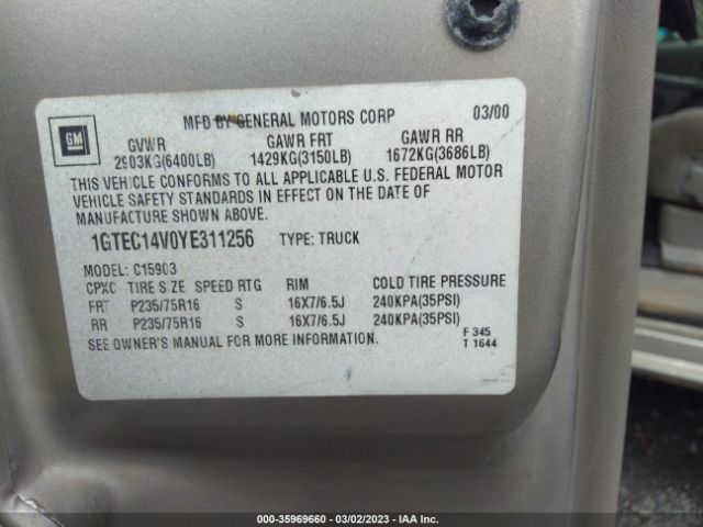1GTEC14V0YE311256 GMC New Sierra 1500 Sle