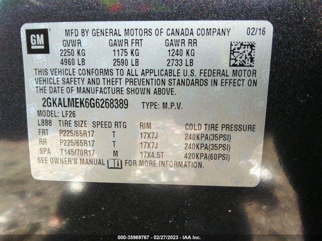GMC Terrain Sle 2016 2GKALMEK6G6268389 Image 9